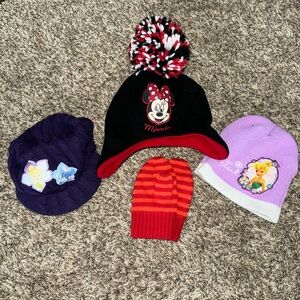 Disney hats with GAP mittens EUC. Two Tinker Bell and one Minnie Mouse